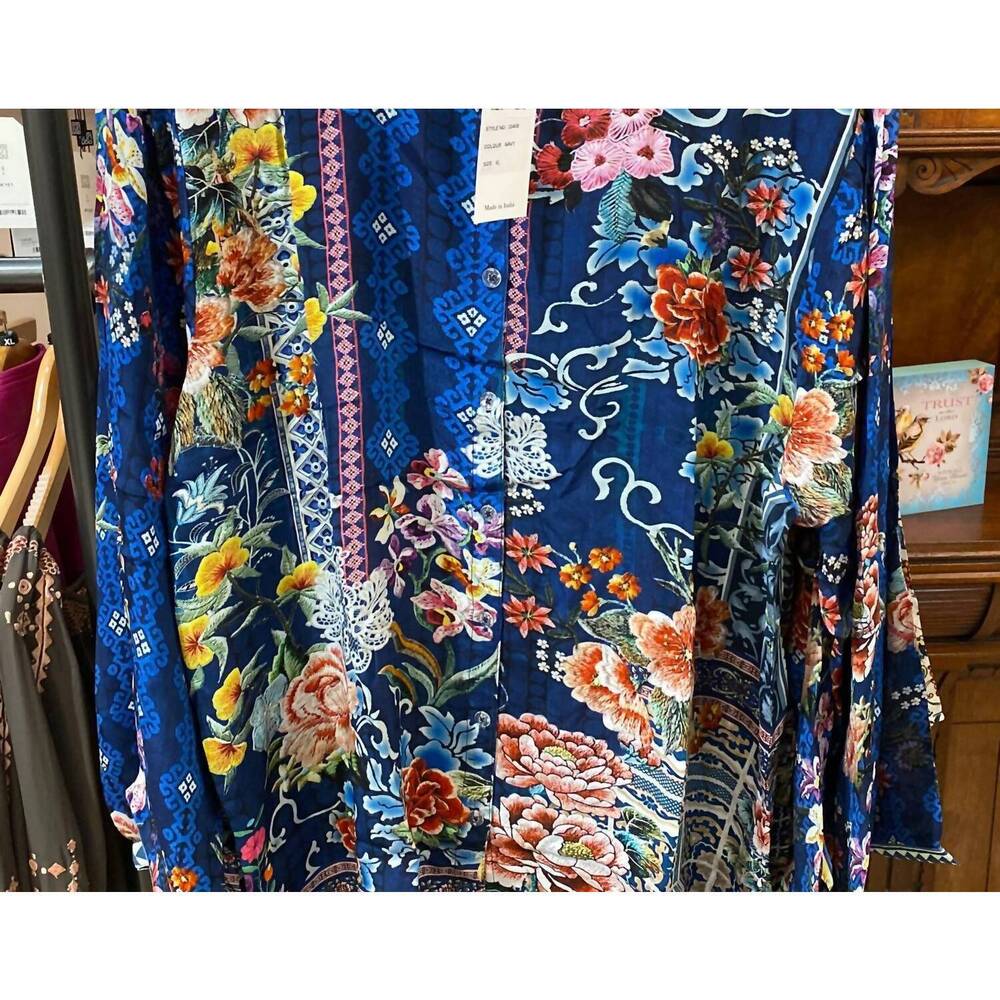 NEW SHANA APPAREL women's silk viscose button down shirt in navy